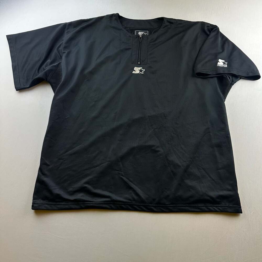 Starter Men's Size Large Black Mesh Short Sleeve Quarter Zip Pullover
